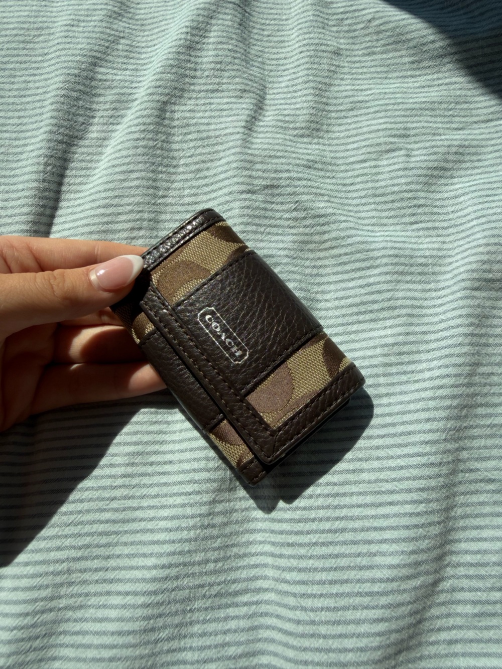 Coach Brown Signature Key Case Wallet